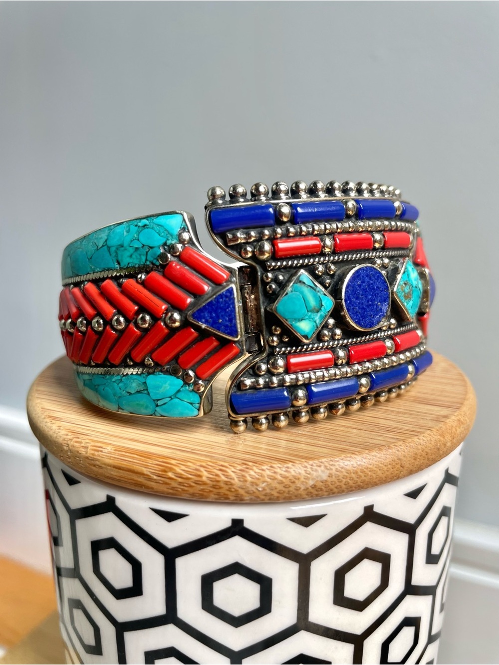 Heavy Tibetan Silver Cuff Bracelet Sterling Antique Estate Jewelry Nepalese